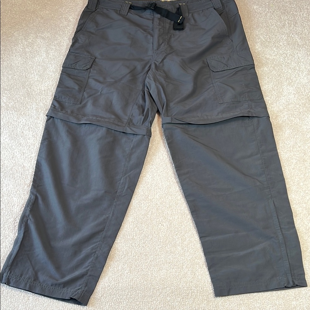 Eddie Bauer Gray Cargo Pants with Elastic Waistband convertible‎ legs